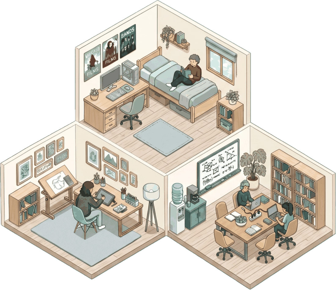 Illustration of student rooms in a shared private residence